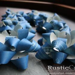 Blueprint Bows upcycled gift wrap set - Engineer, Architect, Designer, Decorator Gift - Blue - Recycled